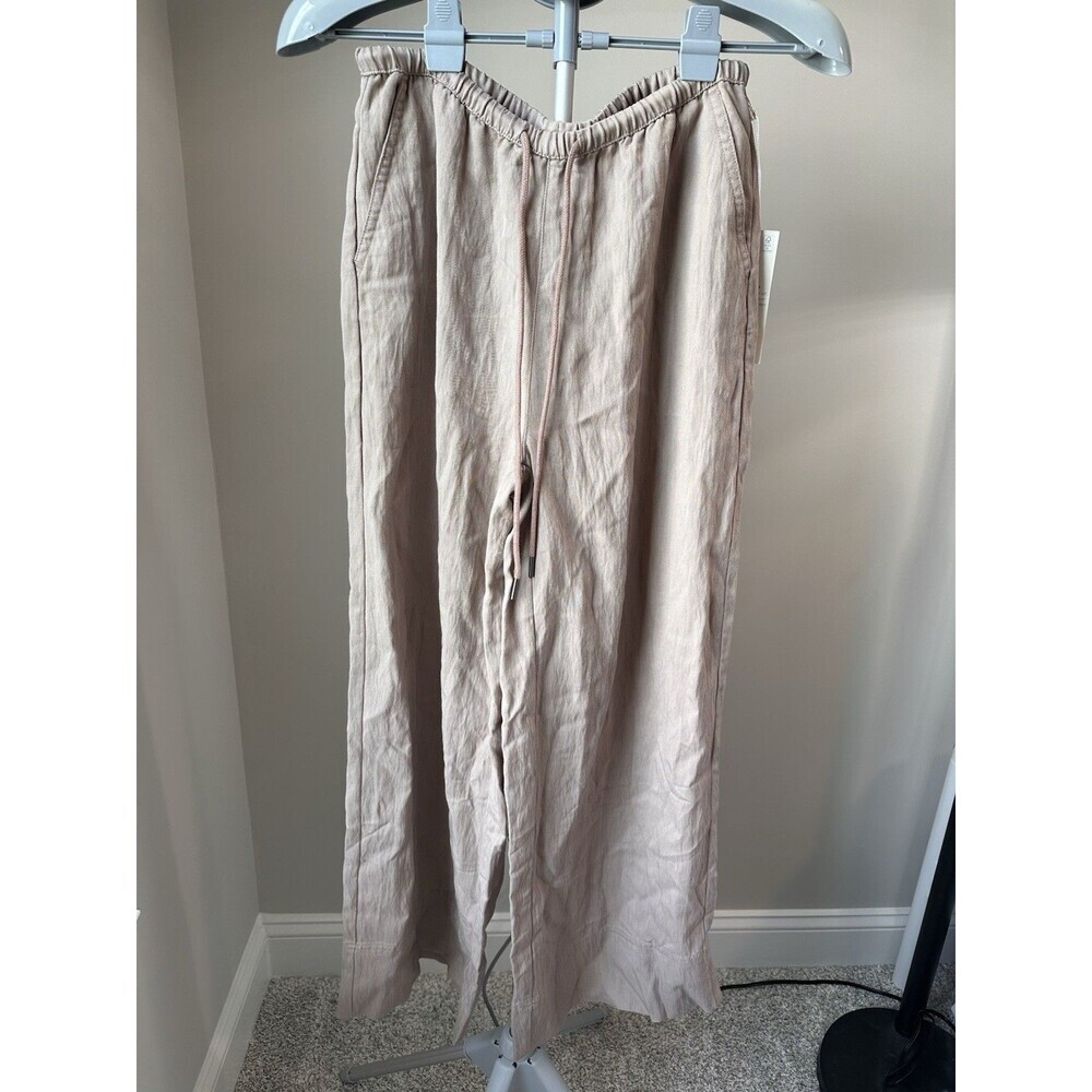 NWT Calypso St. Barth Wide Leg Pants Neutral Tan Drawstring Small Beach Resort